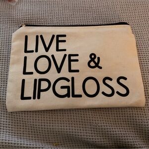 ipsy Cream and Black Cosmetic Bag